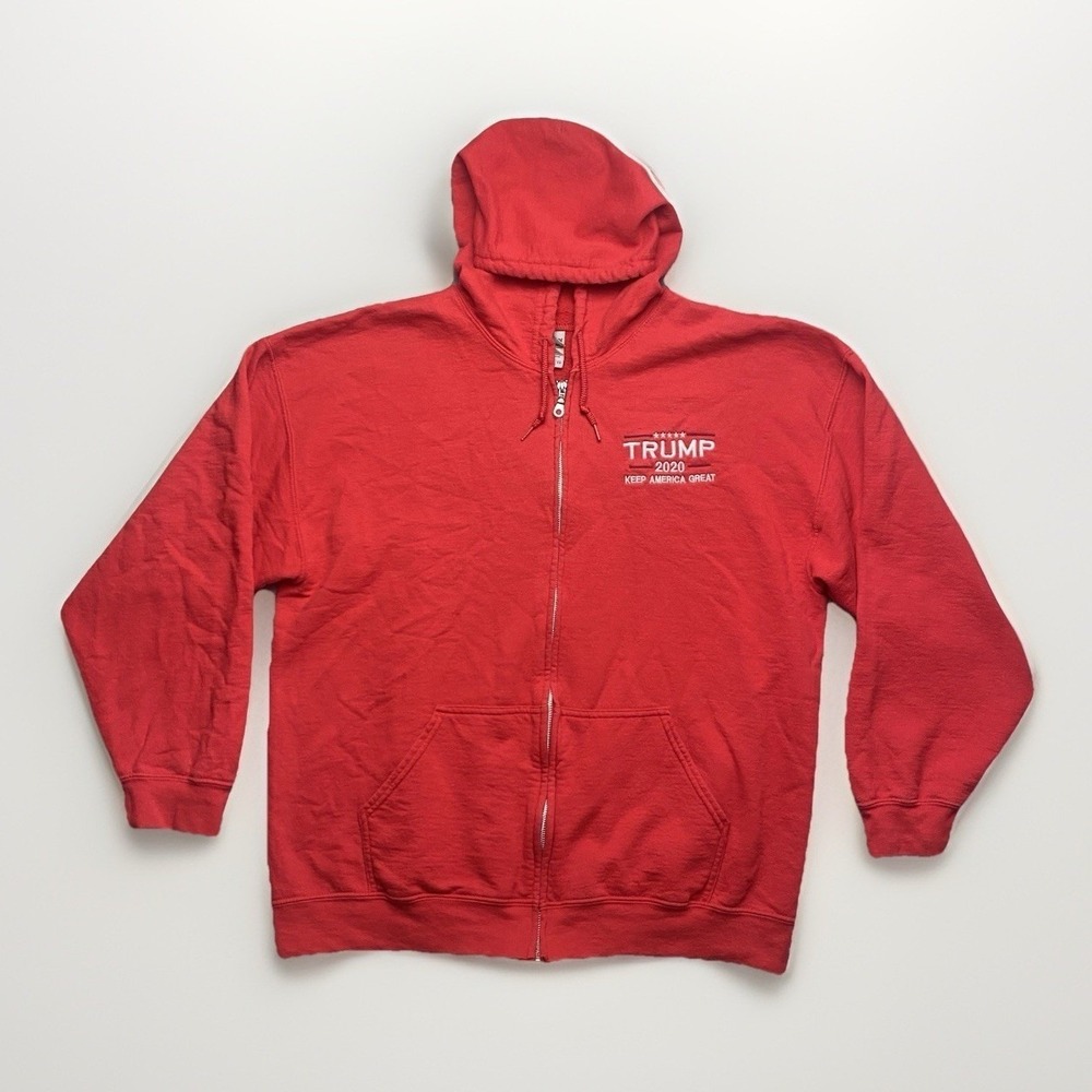 Donald Trump 2020 Full Zip Hoodie Men's Size XL Red Make America Great Again